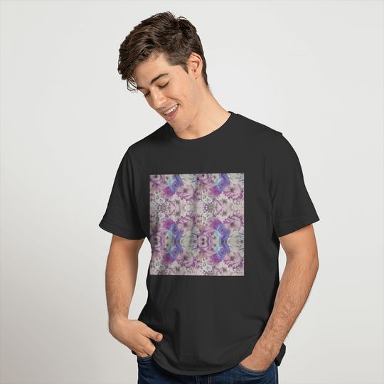 Blue Purple Flower Abstract Polo T-shirt