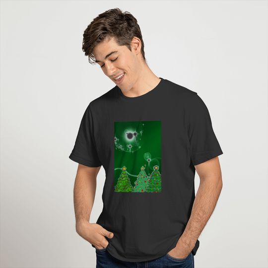 Merry Christmas Green Tress Ice Fall Holidays Gree T-shirt
