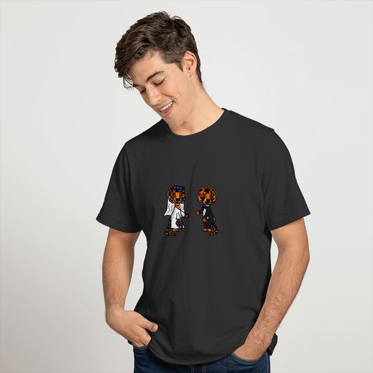 Funny Bride and Groom Tiger Wedding Art T-shirt