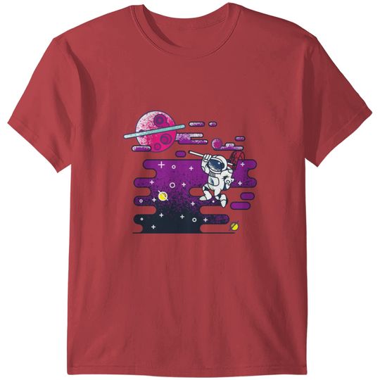 Cartoon super astronaut in outer space | Gift idea T-shirt