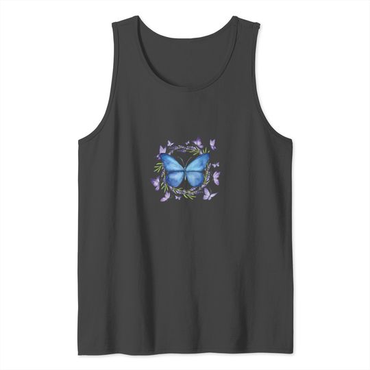 Butterfly Watercolor Paint Insects Flowers Moth Tank Top