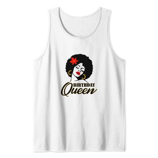 Afro Diva With Red Flower Birthday Queen Tank Top