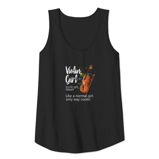 violin, girl, definition, flowers, musician, funny Tank Top