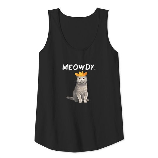 Funny Western Meowdy British Shorthair Cat Pun How Tank Top