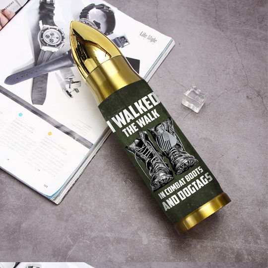 Customized USAF Wings I Walked The Walk In Combat Boots And Dogtags Bullet Tumbler