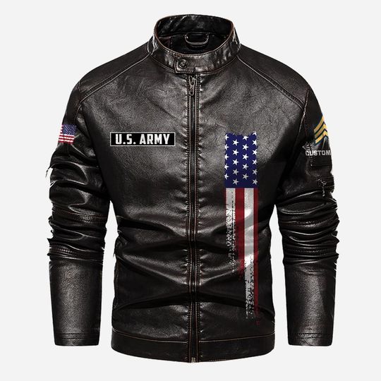 Customized Army Divisons – Son Of America Stand Collar Leather Jackets