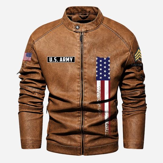 Customized Army Divisons – Son Of America Stand Collar Leather Jackets
