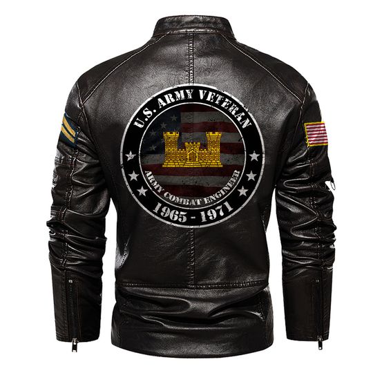 Customized Army Branches Stand Collar Leather Jackets