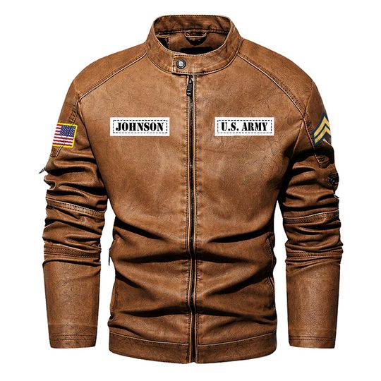 Customized Army Divisions Stand Collar Leather Jackets