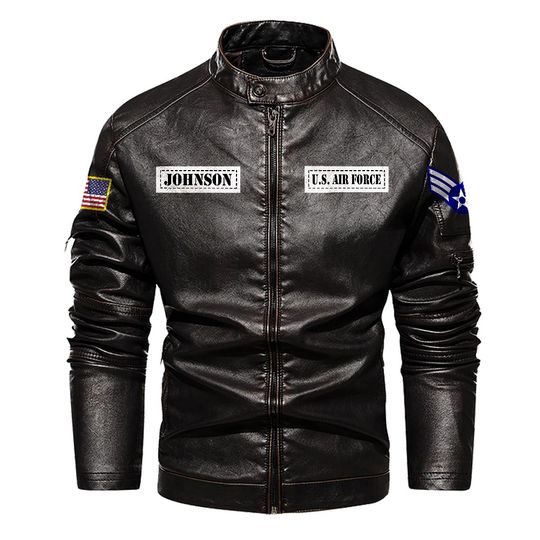 Customized USAF Command Stand Collar Leather Jackets