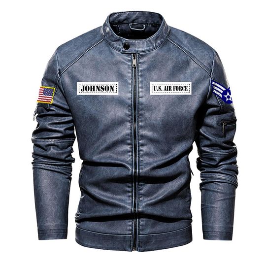 Customized USAF Command Stand Collar Leather Jackets
