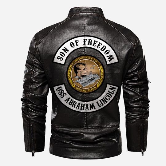 Customized Navy Ships Proudly Served Stand Collar Leather Jackets