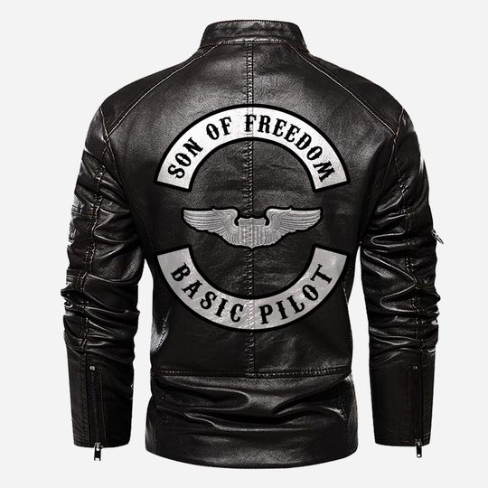 Customized USAF Skill Badges Proudly Served Stand Collar Leather Jackets
