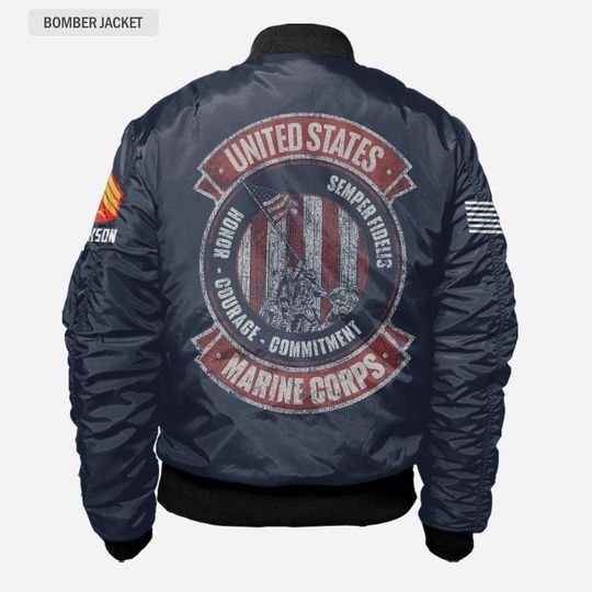 Customized U.S. Military – Honor – Courage – Commitment Bomber Jacket