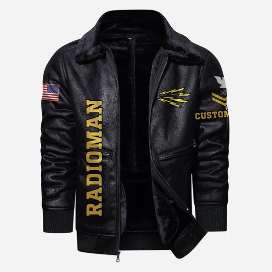 Customized Navy Ratings – Once A Sailor Always A Sailor Fur Lapel Leather Jacket