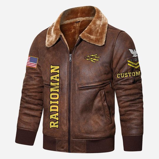 Customized Navy Ratings – Once A Sailor Always A Sailor Fur Lapel Leather Jacket