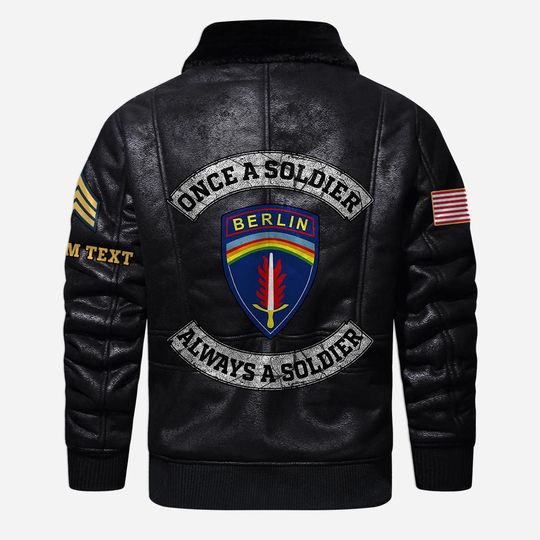 Customized Army Divisions – Once a soldier Always a soldier Fur Leather Jacket