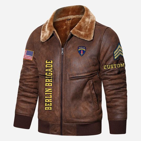 Customized Army Divisions – Once a soldier Always a soldier Fur Leather Jacket