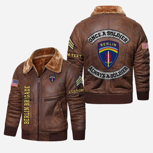 Customized Army Divisions – Once a soldier Always a soldier Fur Leather Jacket