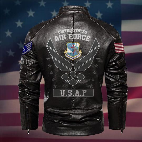 Customized US Air Force Command Stand Collar Leather Jackets