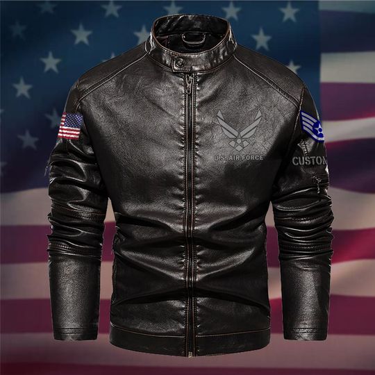 Customized US Air Force Command Stand Collar Leather Jackets