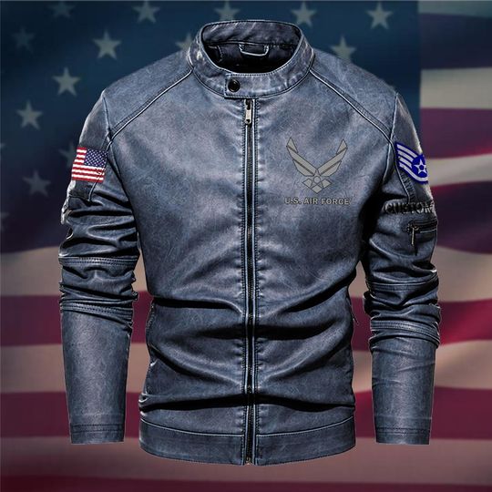 Customized US Air Force Command Stand Collar Leather Jackets
