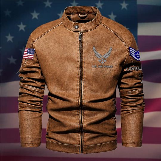 Customized US Air Force Command Stand Collar Leather Jackets