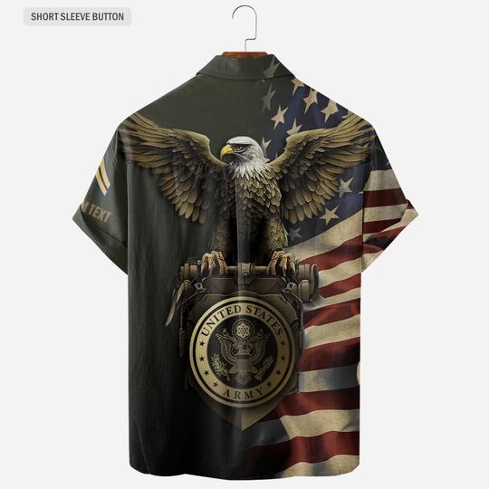 Customized U.S. Veteran Eagle Flag Hawaiian Shirt