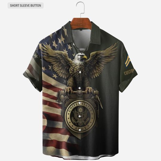 Customized U.S. Veteran Eagle Flag Hawaiian Shirt