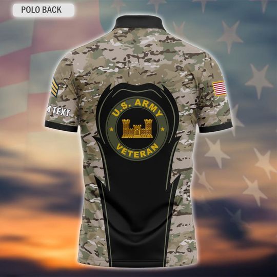 Customized Camouflage U.S Army Skull Polo Shirt – Gift for Veterans
