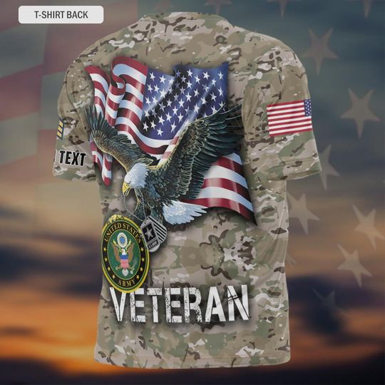 Customized US Veteran Camouflage Pattern 3D Shirts