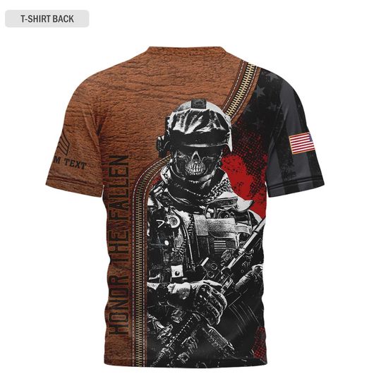 Custom U.S. Veteran Honor the Fallen Soldier 3D T-Shirt