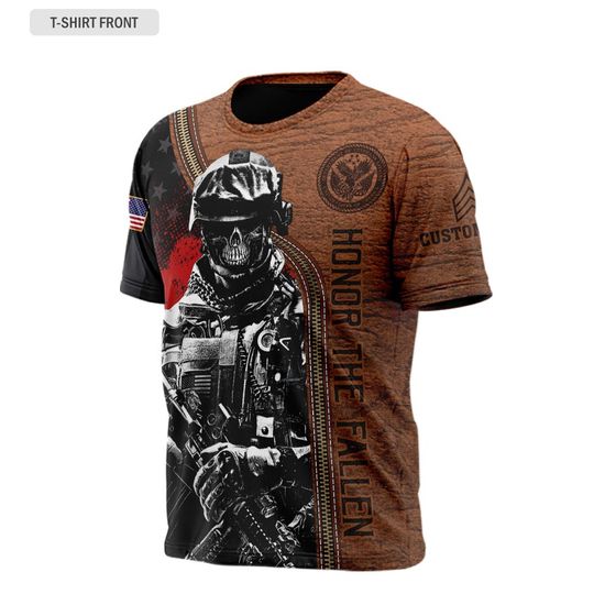 Custom U.S. Veteran Honor the Fallen Soldier 3D T-Shirt