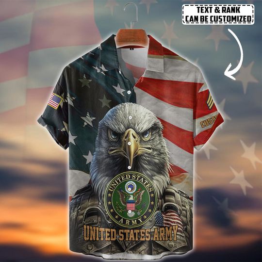 Customized U.S Veteran Eagle Soldier Hawaiian Shirt