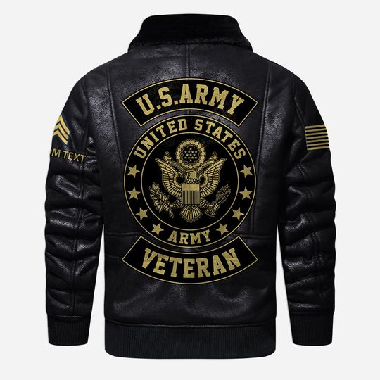 Customized U.S. Military Veteran Fur Lapel Leather Jacket