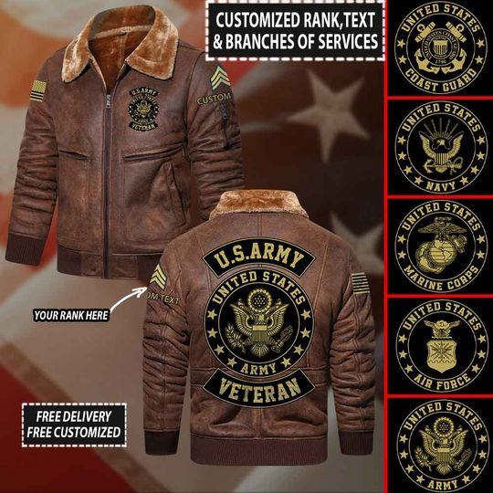 Customized U.S. Military Veteran Fur Lapel Leather Jacket