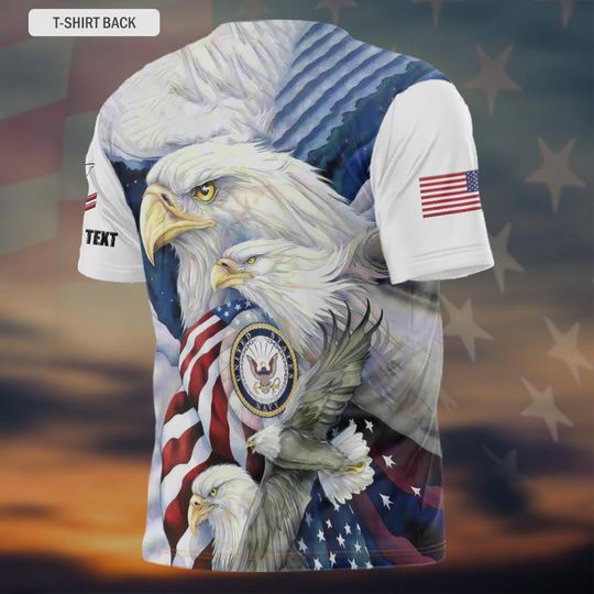 3D US Military Patriotic T-Shirt with Eagle