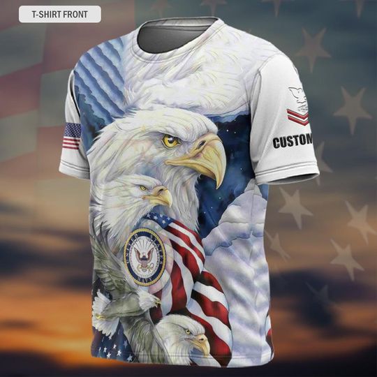 3D US Military Patriotic T-Shirt with Eagle