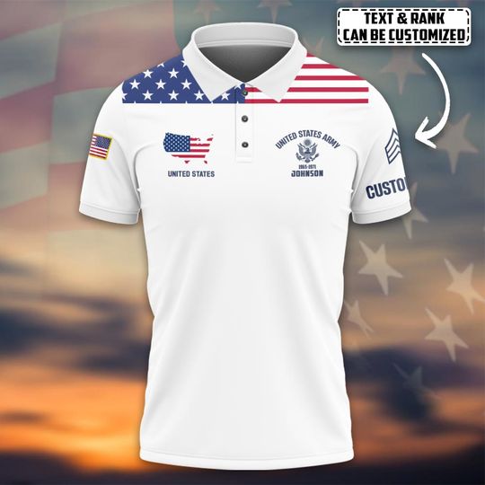 Customized U.S Veteran Polo Shirt Patriotic Military Gift