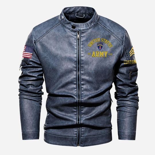 Customized Army Divisions Stand Collar Leather Jackets