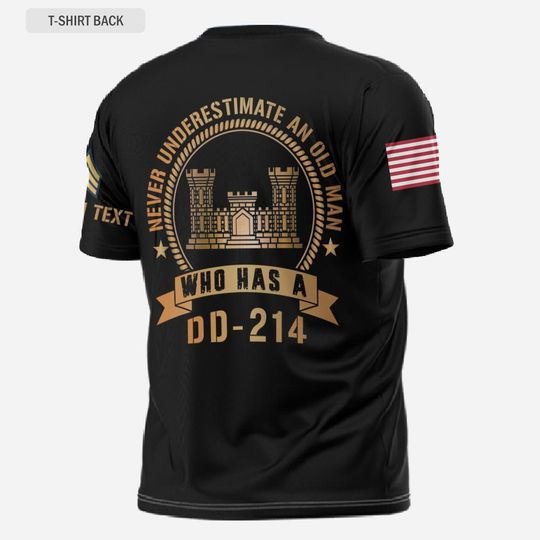 Customized Army Branches 3D T-Shirt - Never Underestimate an Old Man with a DD-214