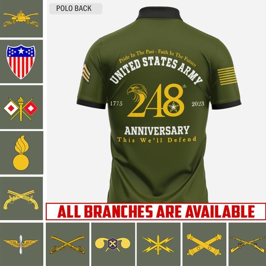 Customized Army Branches Polo Shirt Patriotic Military Gift