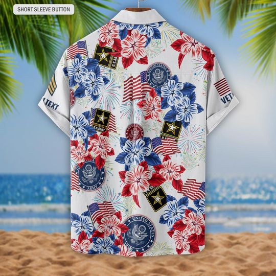 Customized US Veteran For Independence Day Hawaiian Shirt