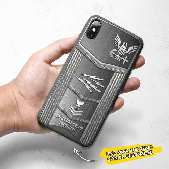 Customized US Navy Ratings Stainless Steel Pattern Phone Case