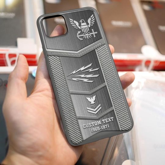 Customized US Navy Ratings Stainless Steel Pattern Phone Case