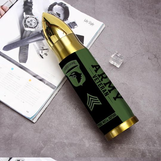 Customized US Army Division Veteran Proudly Served Bullet Tumbler