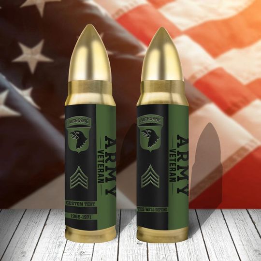 Customized US Army Division Veteran Proudly Served Bullet Tumbler