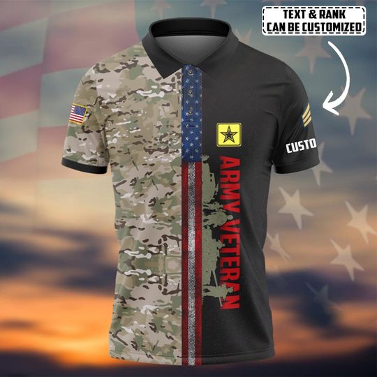 Customized U.S Veteran Camouflage Polo Shirt – Gift for Veterans