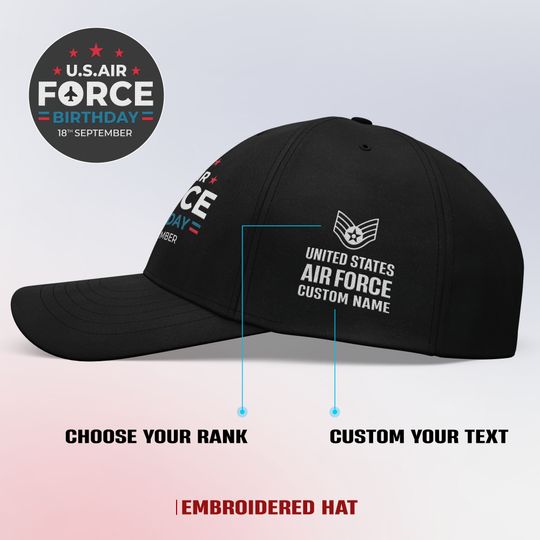 Customized 76th U.S. Air Force Birthday Embroidered Baseball Cap