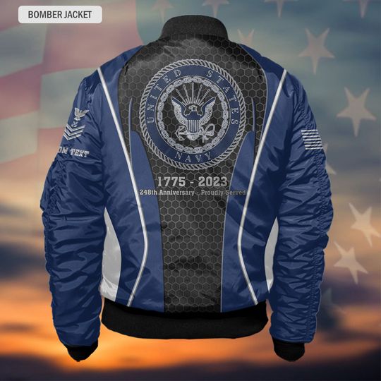 Customized U.S Navy Birthday 248th Anniversary Proudly Served Bomber Jacket